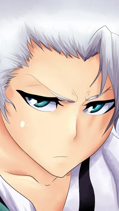 Close-up of an anime character, stern look on the face