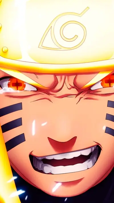 Close-up of an enraged character with orange eyes