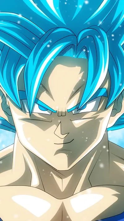 Close-up of blue-haired character with bright blue eyes