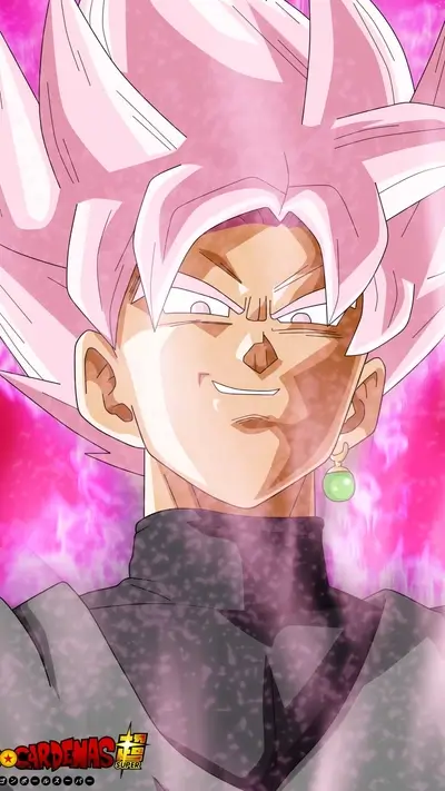 Close-up of Goku Black Rose with a pink aura