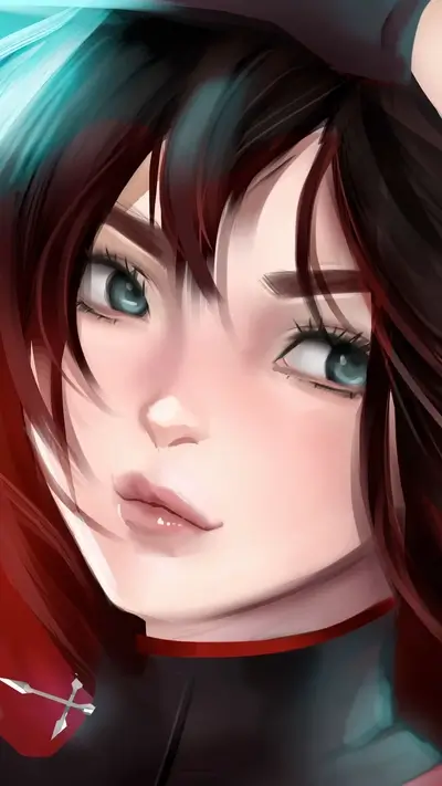Close-up portrait of a girl with red hair