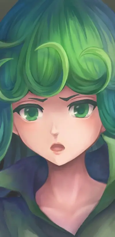 Close-up portrait of a girl with vibrant green hair