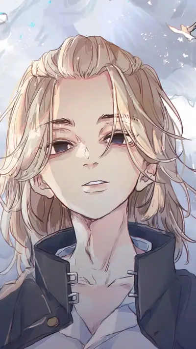 Close-up portrait of blonde male character with a serene gaze
