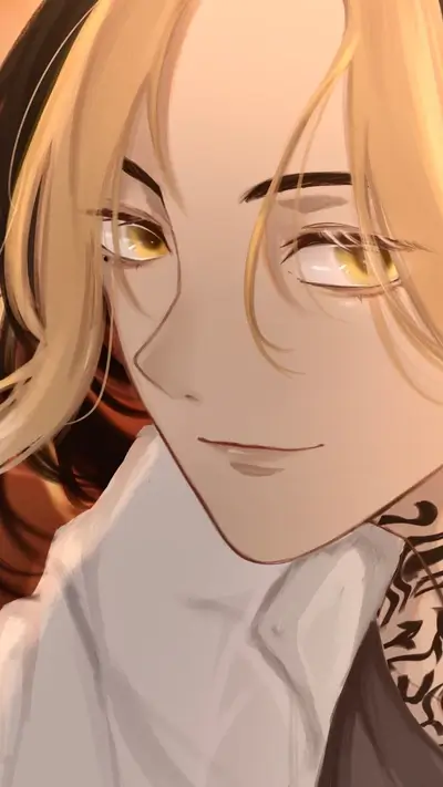 Close up shot showcases a character's determined expression and striking hair design.