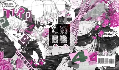 Collage of anime characters with pink accents