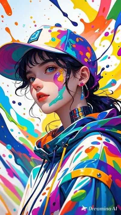 Colorful girl in a vibrant jacket