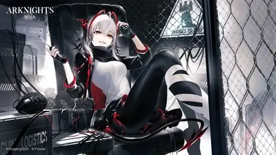 Confident woman in an Arknights scene
