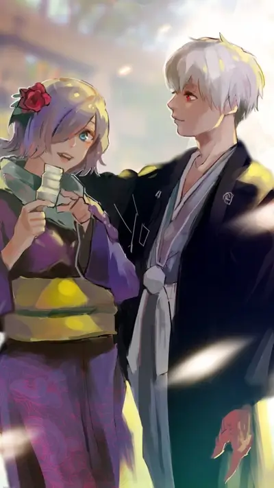 Couple in traditional Japanese clothing