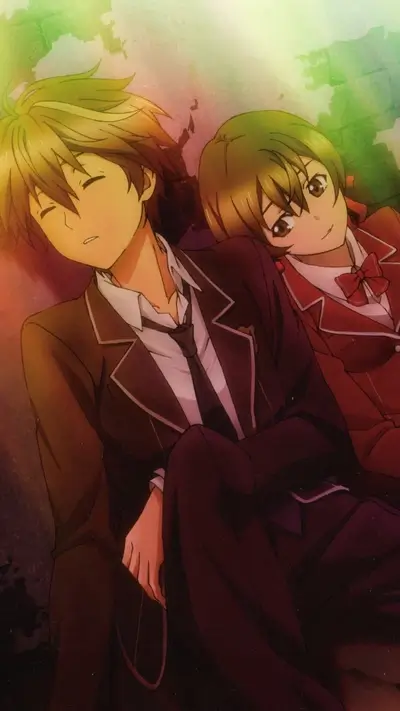 Couple sleeping together, leaning on each other