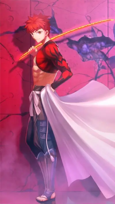 Crimson-clad figure with a glowing sword