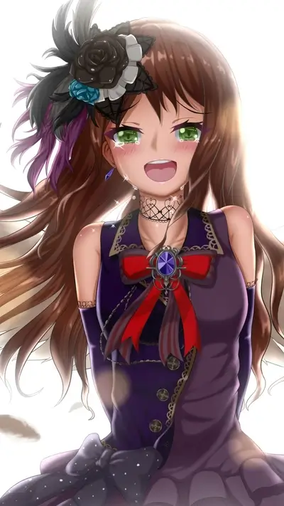 Crying girl in a gothic lolita dress