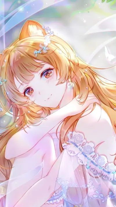 Crying girl with fox ears and long hair