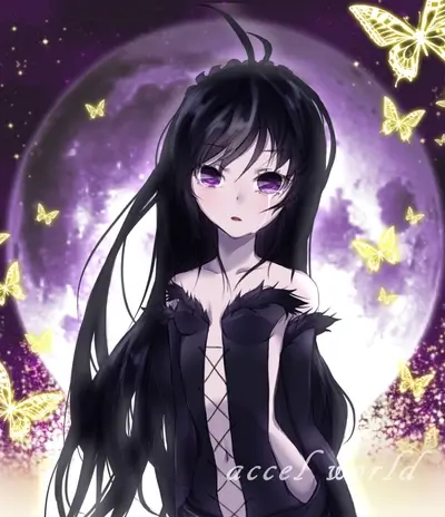 Crying under a purple full moon with glowing yellow butterflies