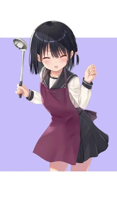 Cute anime girl cooking