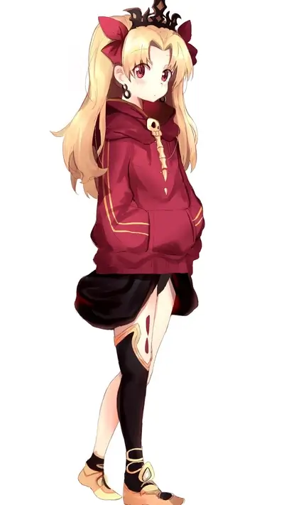 Cute anime girl in a red hoodie