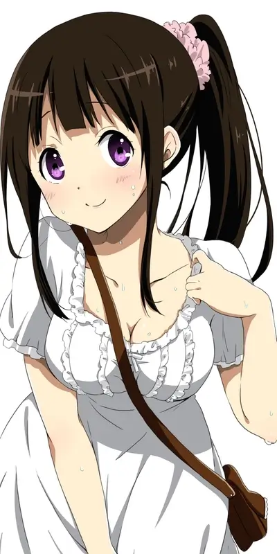 Cute anime girl in a white dress