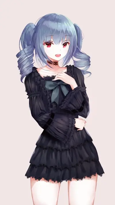 Cute anime girl in gothic lolita dress