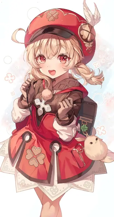 Cute anime girl in red attire