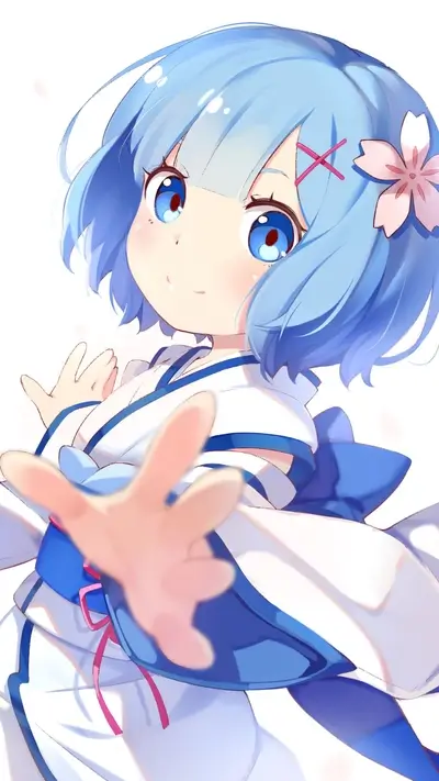 Cute anime girl reaching out