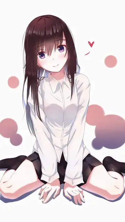 Cute anime girl sitting down