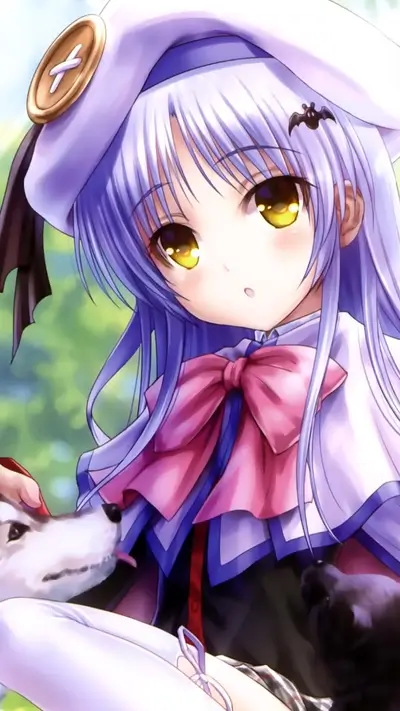 Cute anime girl with a dog