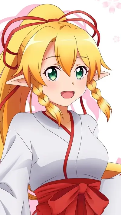 Cute anime girl with blonde hair and red ribbon