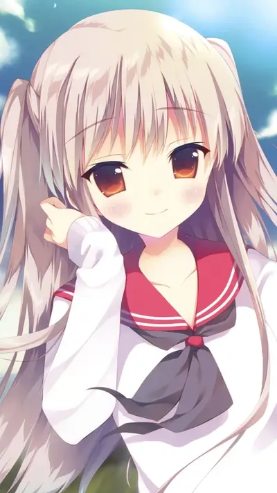 Cute anime girl with long hair in a sailor uniform