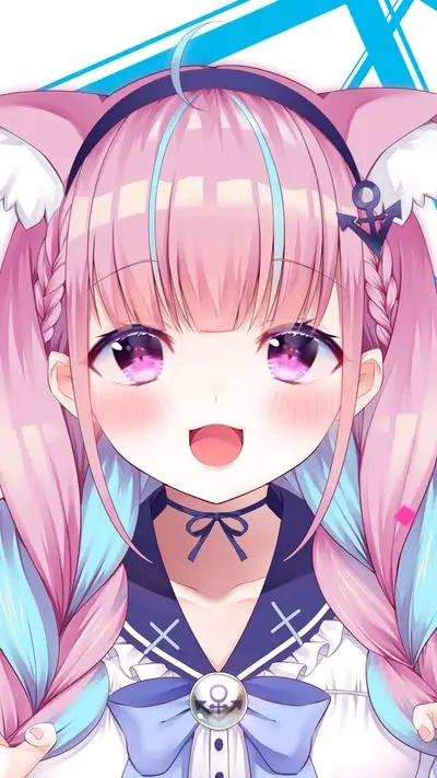 Cute anime girl with pink and blue hair