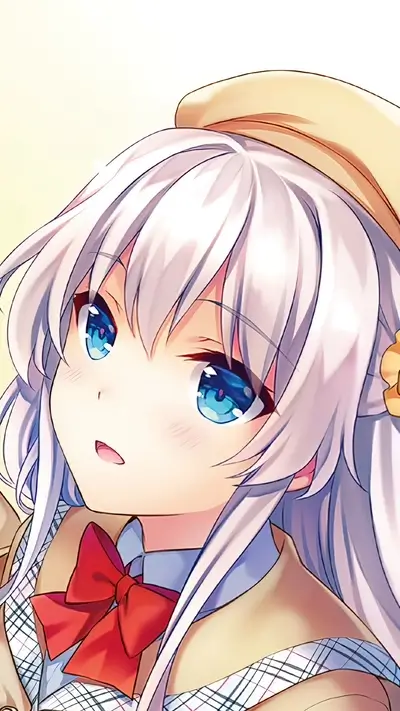 cute anime girl with white hair and blue eyes