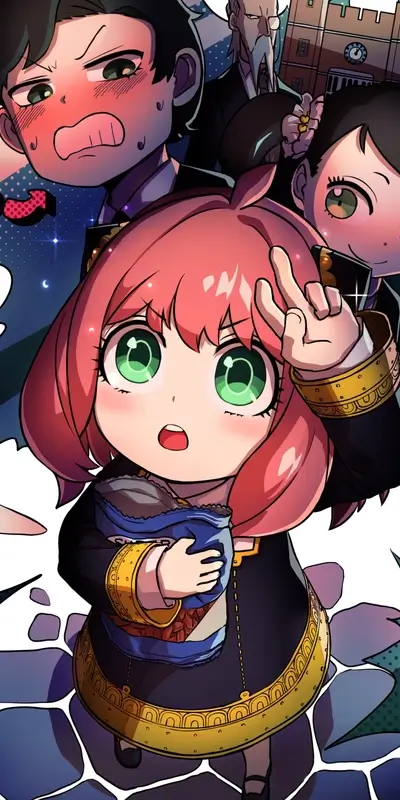 Cute chibi characters in a dramatic scene