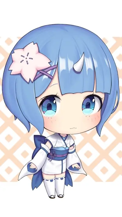 Cute chibi girl in kimono