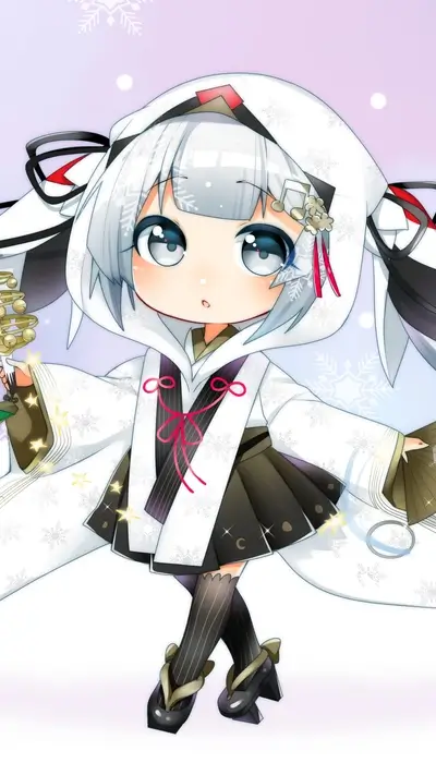 Cute chibi girl in winter clothing
