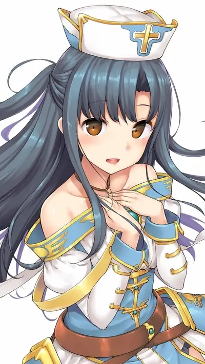Cute girl in a blue and gold outfit