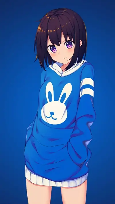 Cute girl in a blue sweater