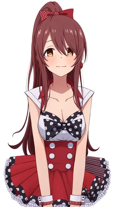Cute girl in a red polka dot dress
