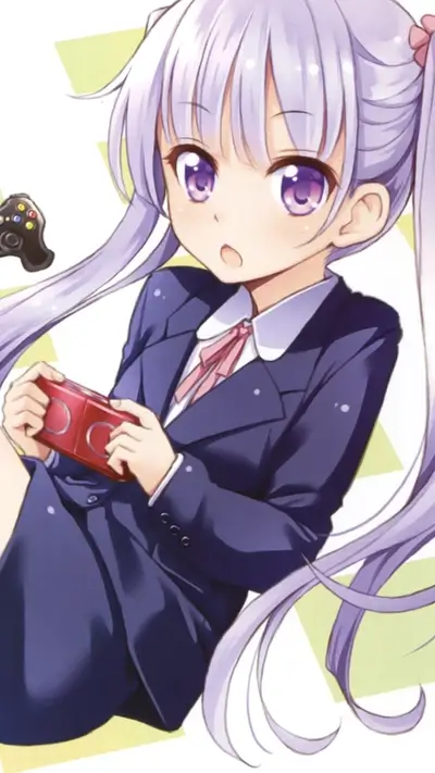 Cute girl in a suit playing video games