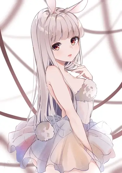 Cute girl in bunny costume, long hair