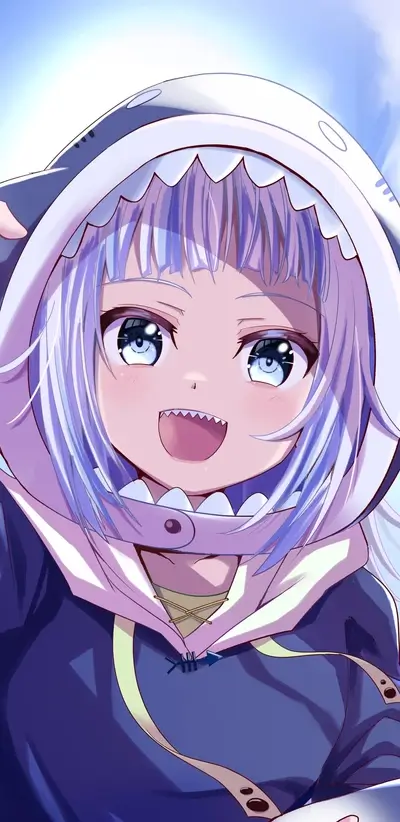Cute girl in shark hoodie
