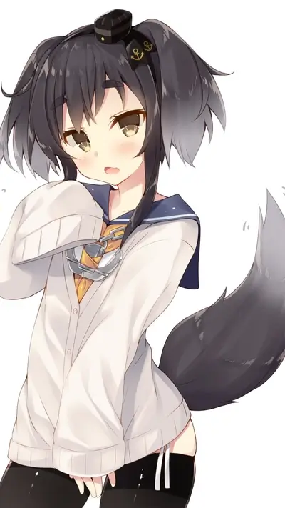 Cute girl with a dog tail wearing a sailor uniform