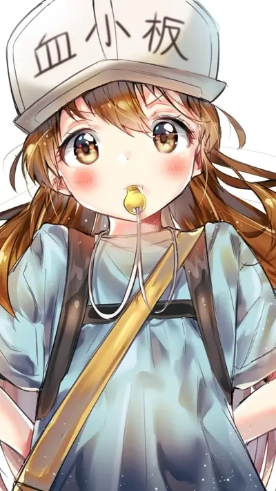 Cute girl with a whistle and a hat