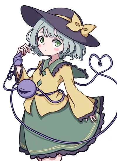 Cute girl with a witch hat and a heart-shaped cord
