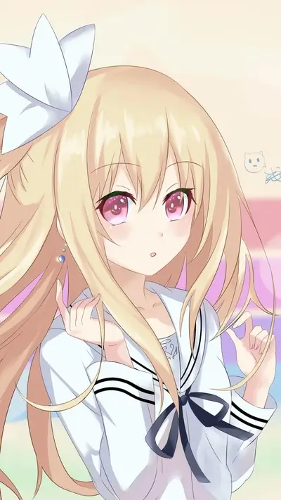 Cute girl with blonde hair and a white sailor uniform