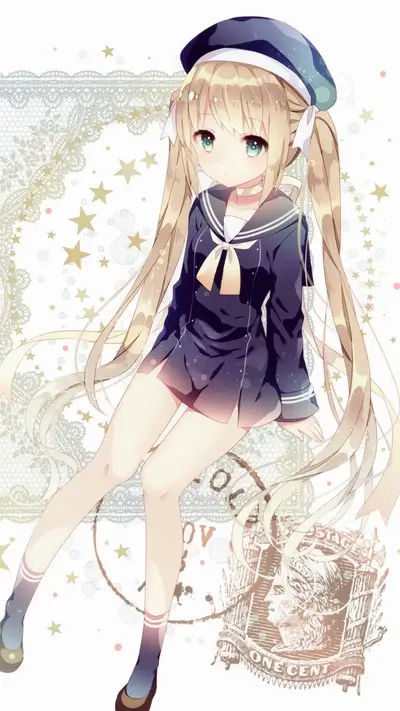 Cute girl with blonde hair and sailor suit