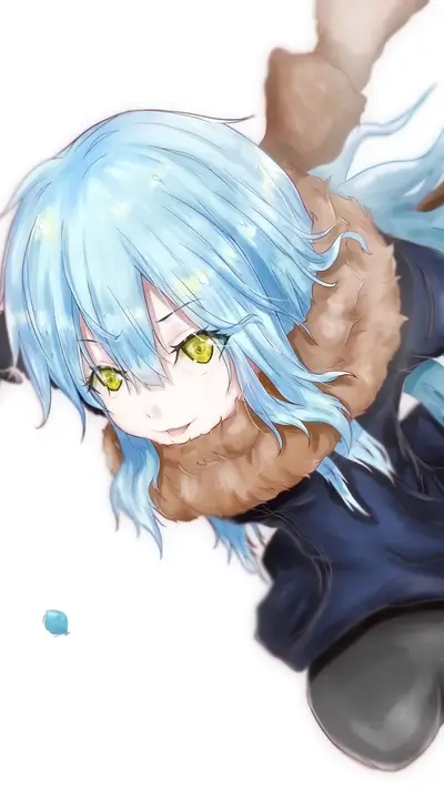 Cute girl with blue hair and yellow eyes
