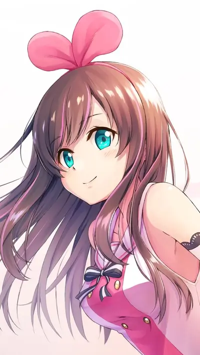 Cute girl with brown hair and a pink bow