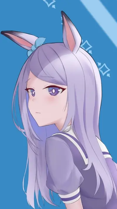 Cute girl with bunny ears and purple hair