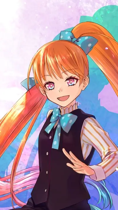 Cute girl with orange hair and blue eyes smiling