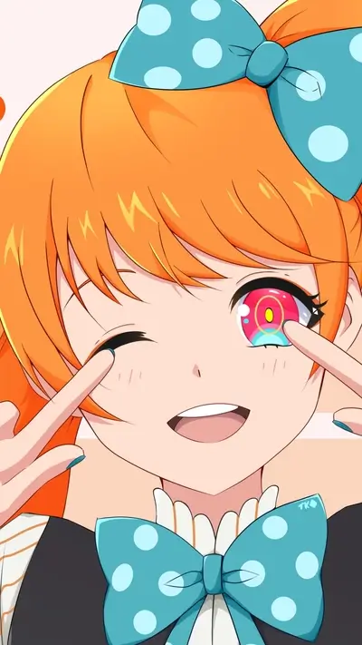 Cute girl with orange hair and teal bows