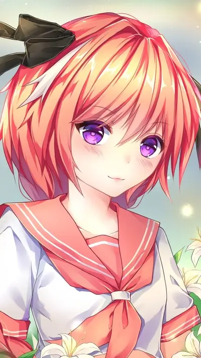 Cute girl with pink hair and sailor uniform