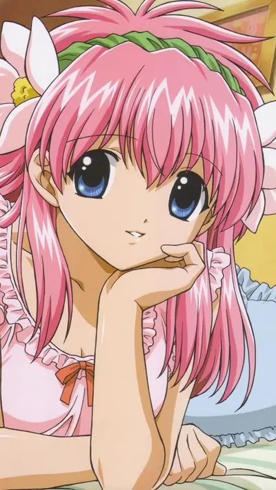 Cute girl with pink hair in pajamas